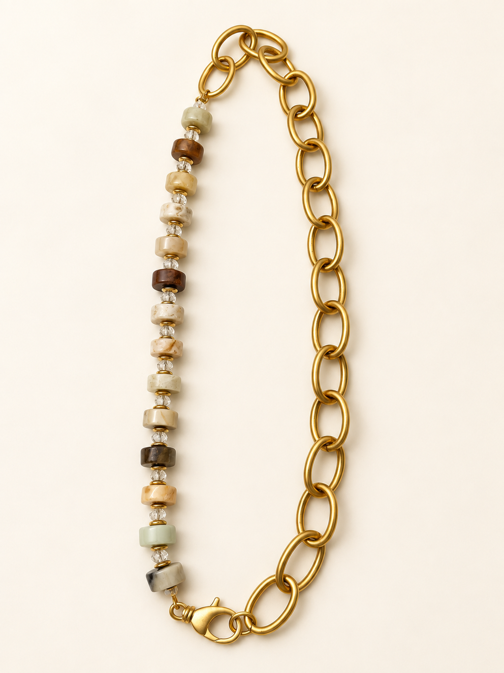 Golden Earth Link Necklace laid flat