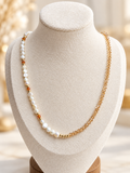Honey Pearl Necklace displayed on an ivory jewelry bust