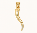 Single curved gold-tone horn charm on off-white