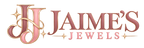 Horizontal pastel pink, mauve, and gold Jaime’s Jewels logo