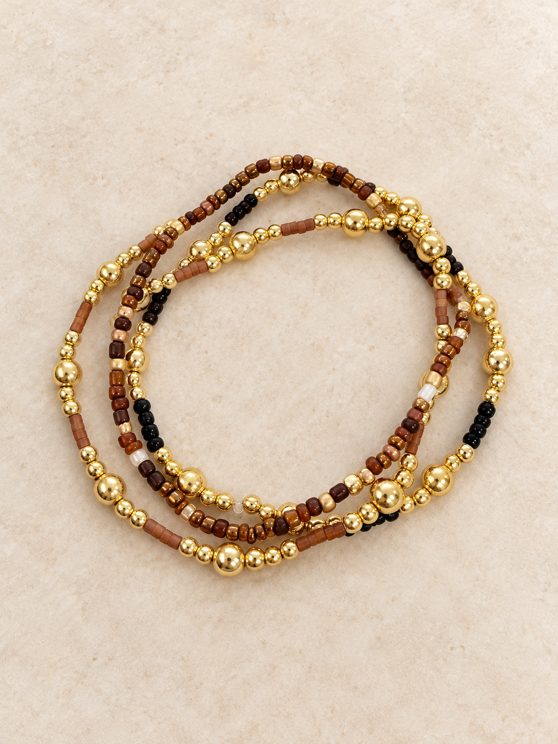 Midnight three-piece beaded bracelet set, polished product photo 2