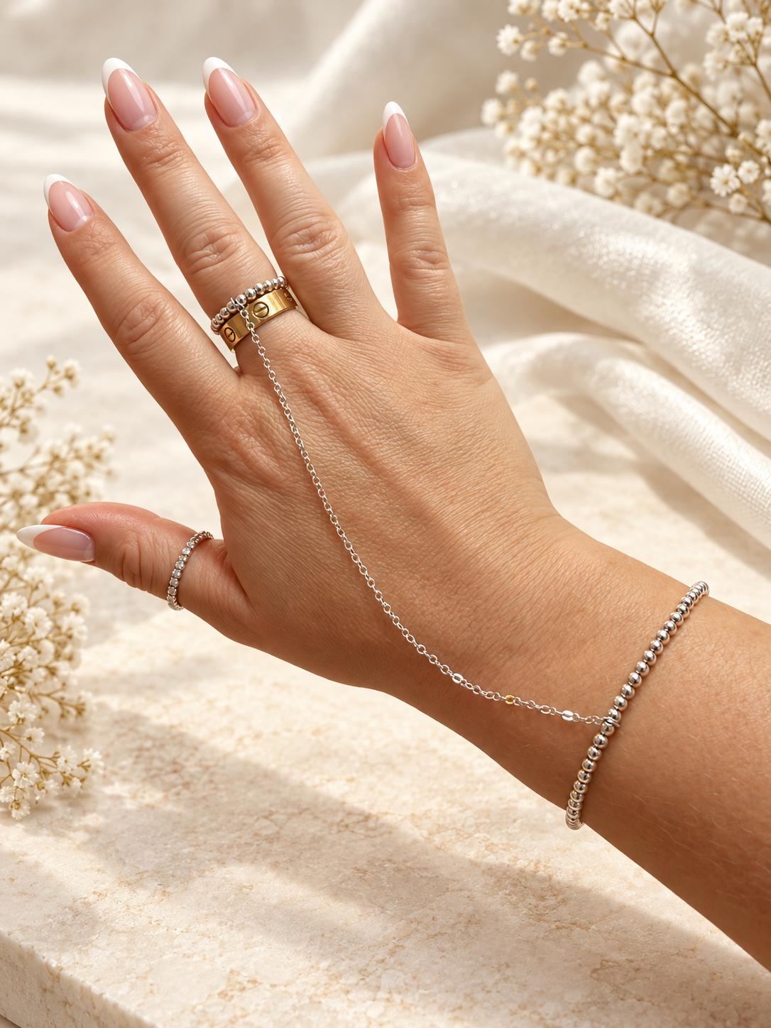 Sterling silver hand chain option
